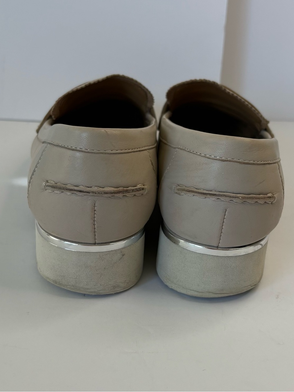 Oatmeal Franco Sarto Cedra Chunky Lug Sole Leather Loafers Preppy Collegiate 9 - Picture 6 of 6